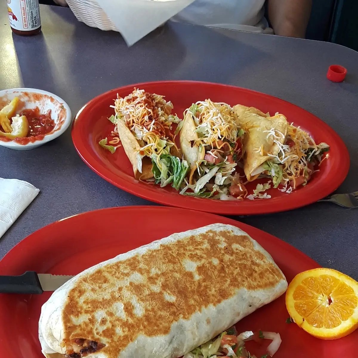 Jumbo Burrito and 3 Hard Shell Tacos