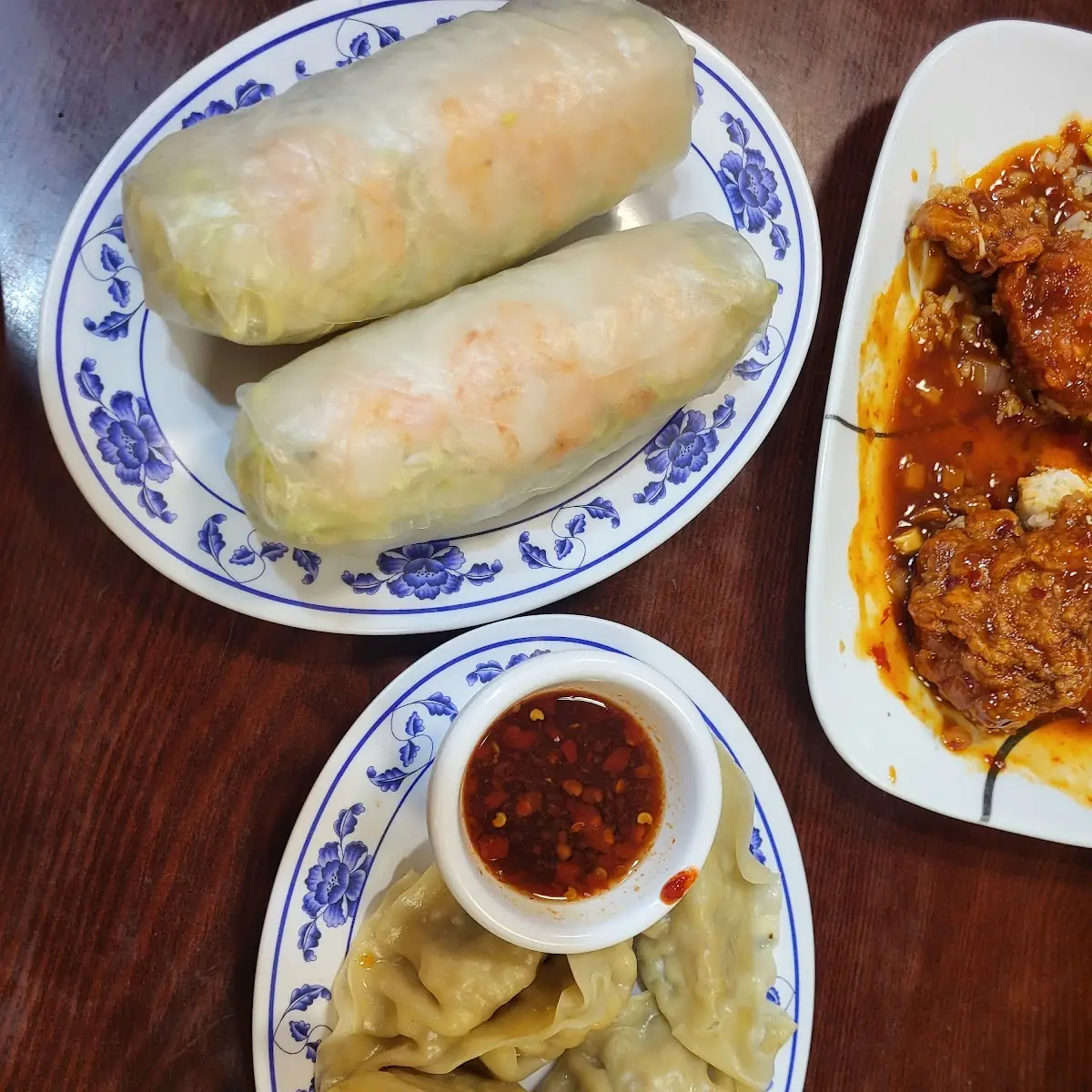 Steamed Pot Stickers and Fresh Spring Rolls