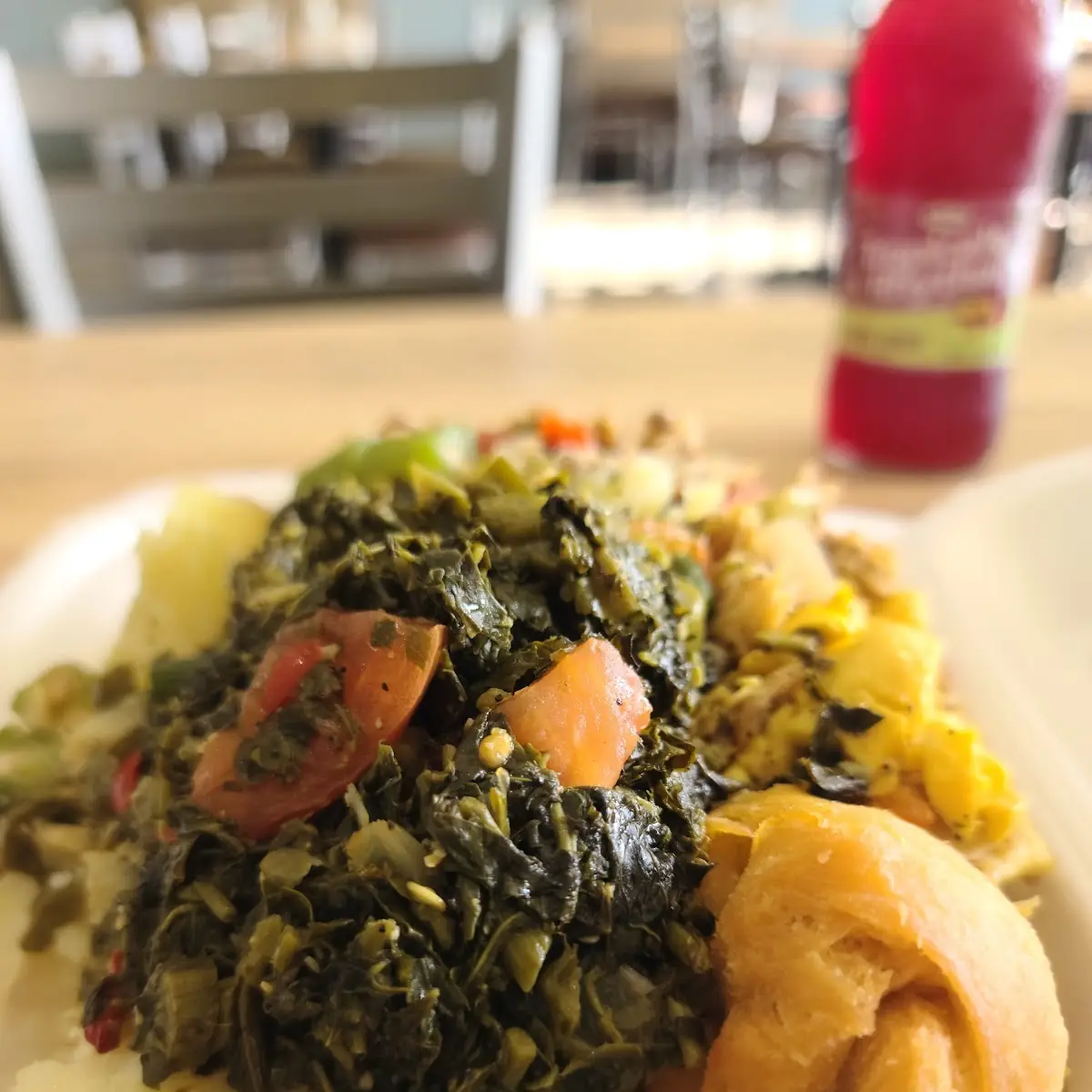 Calaloo and Fried Dumplings