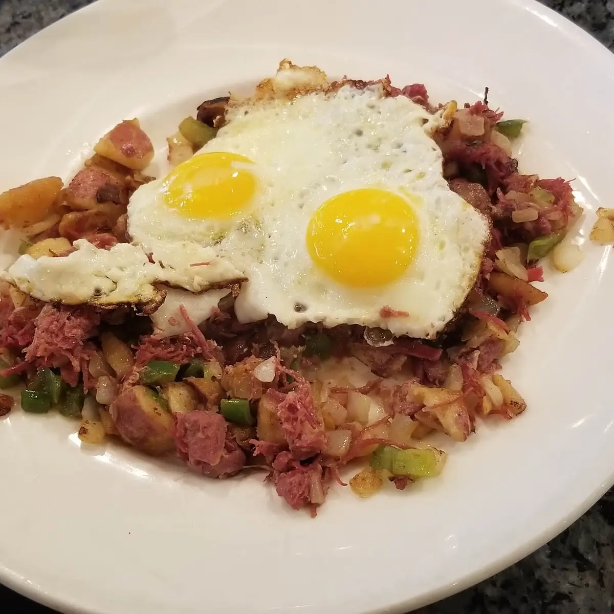 Corn Beef Hash with Sunny Side Up