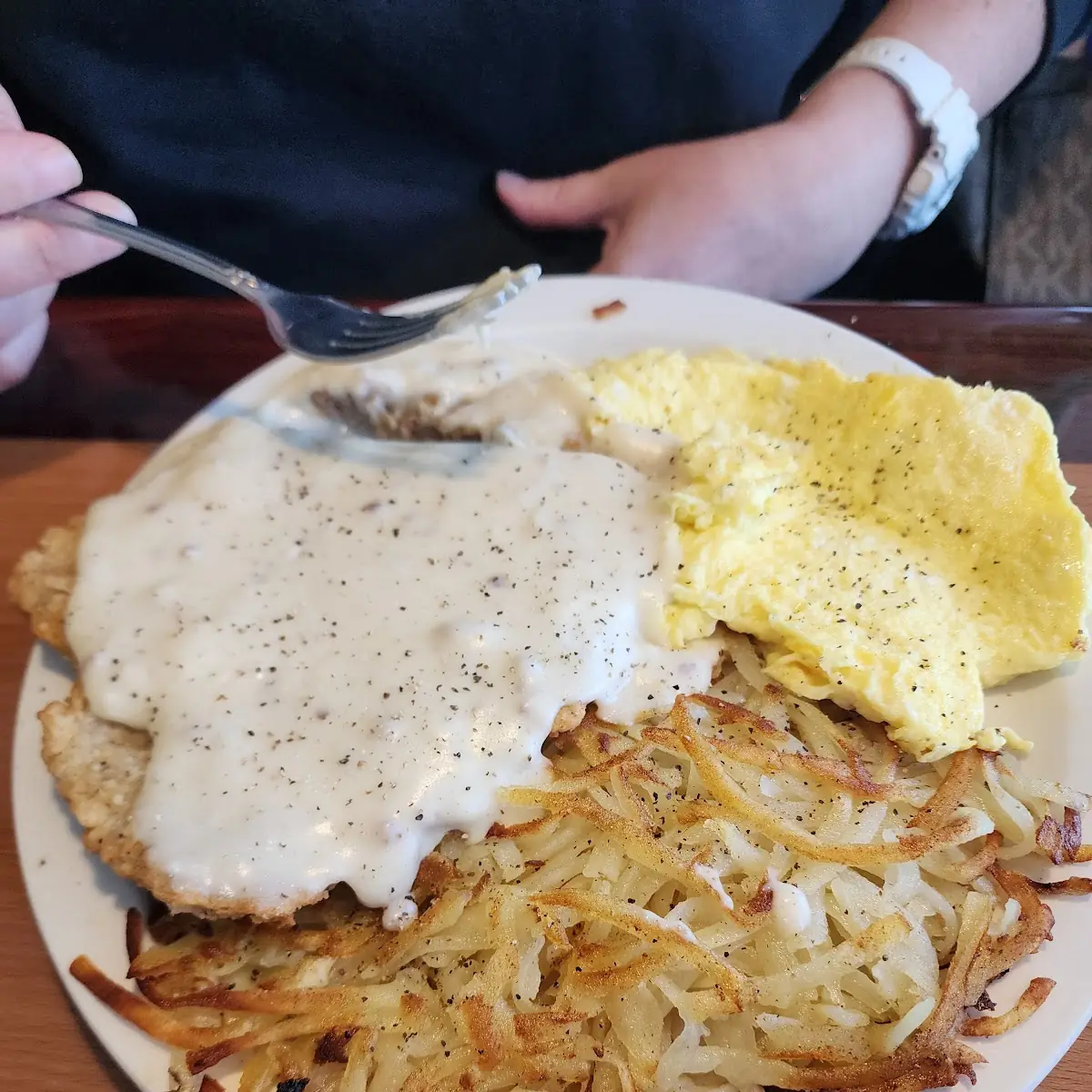 Chicken Fried Steak Hash Brown and Eggs
