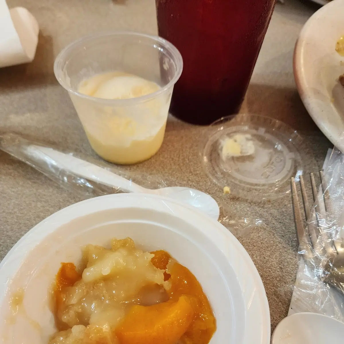 Peach Cobbler with Ice Cream