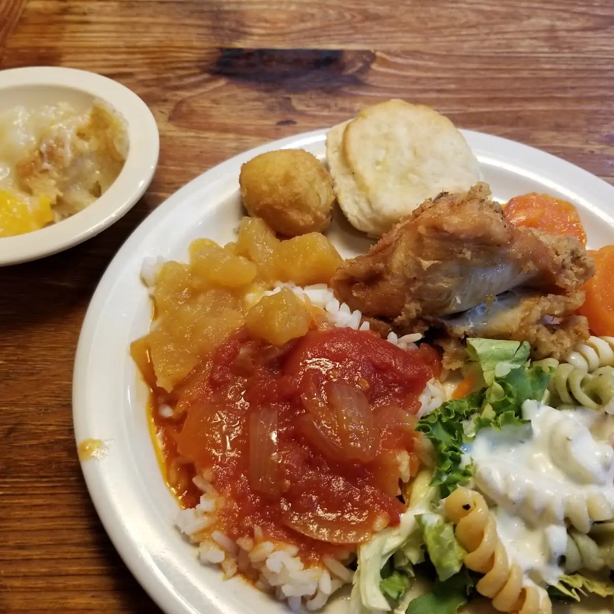 Pulled Pork and Rice Cornbread Green Beans Hash and Macaroni