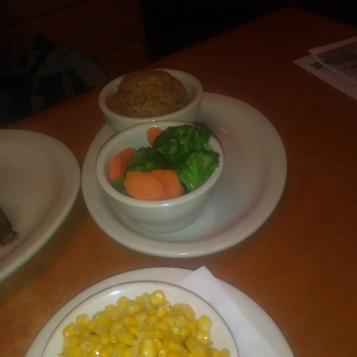 Buttered Corn House Salad Steak Fries