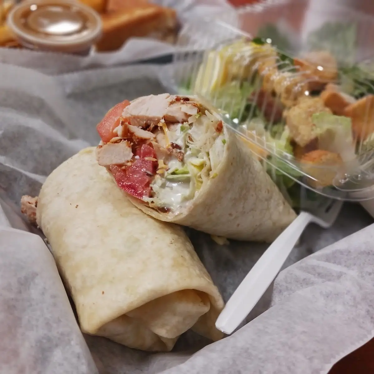 Turkey Ceasar Wrap and Side Salad