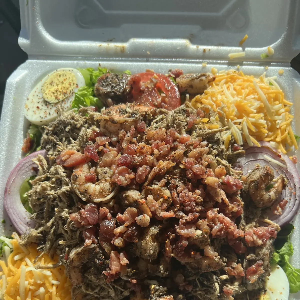 Jerk Shrimp and Chicken Salad Add Bacon