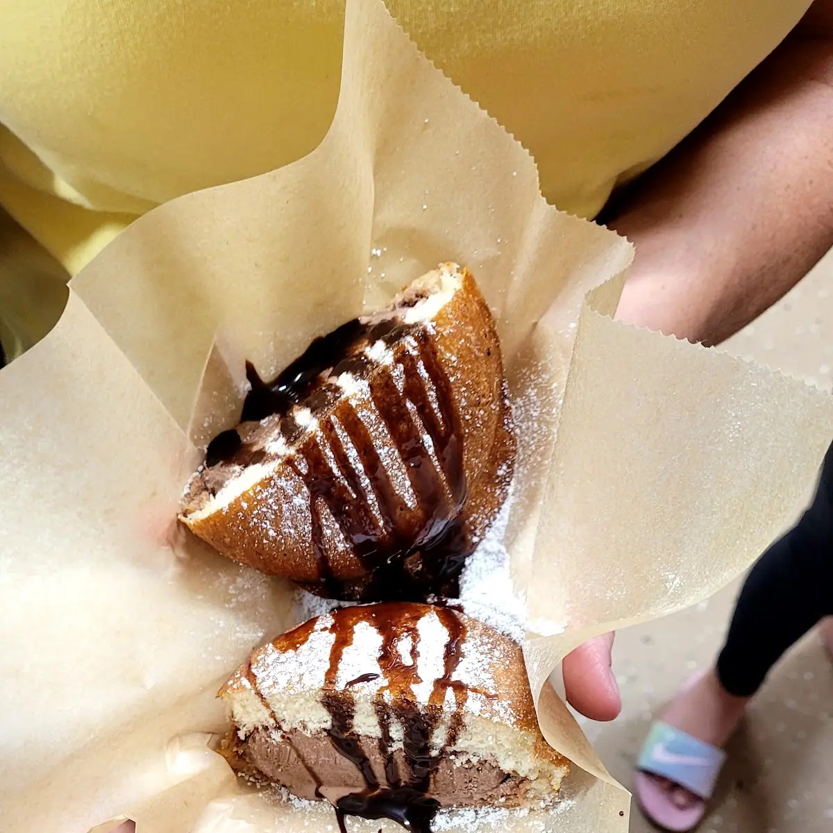 Donut Panini with Chocolate Ice Cream