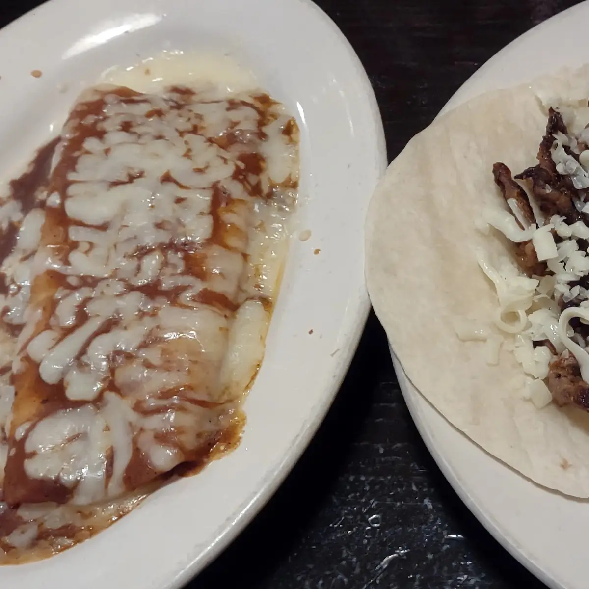 Cheese Enchilada and Street Tacos