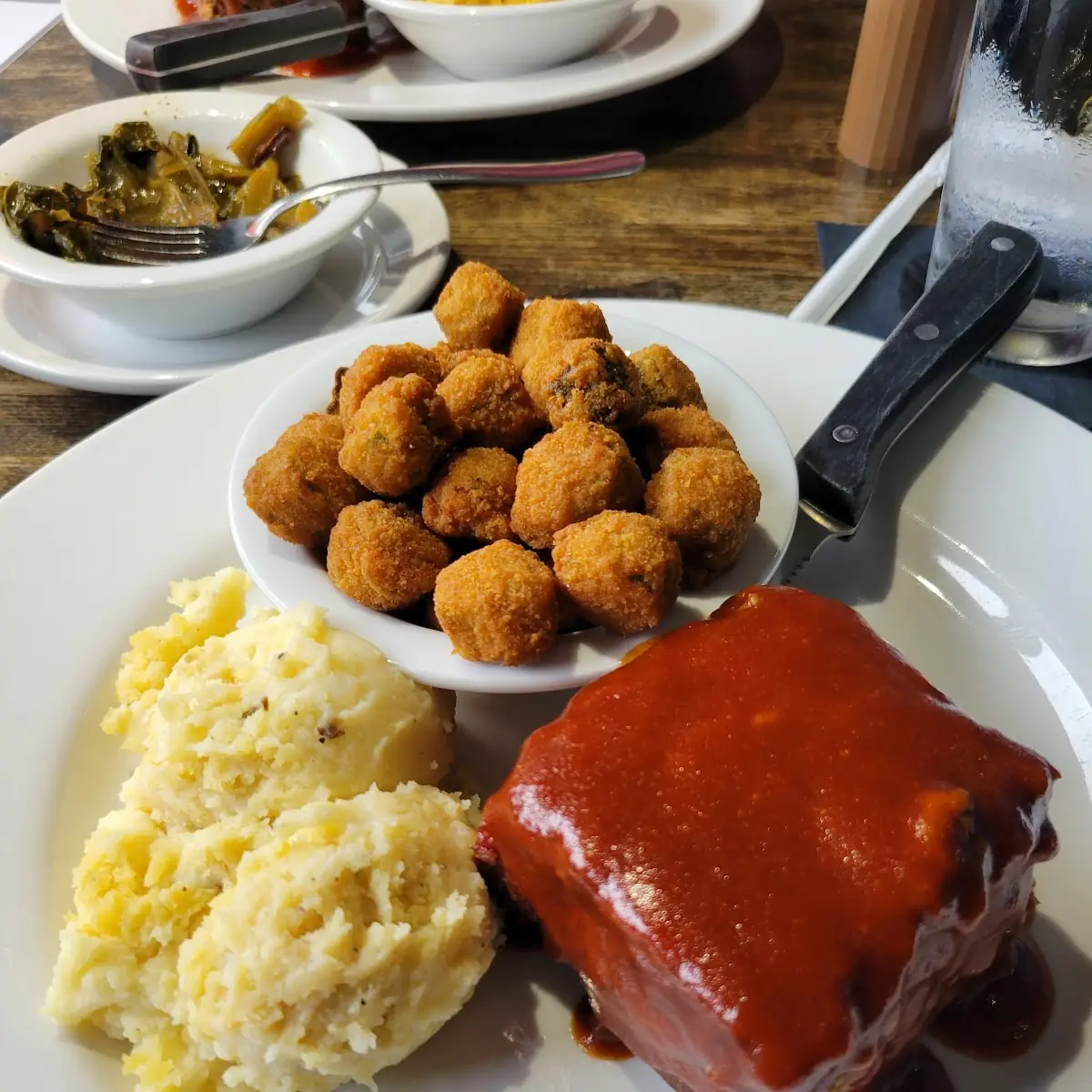 Meatloaf Mashed Potatoes and Okra