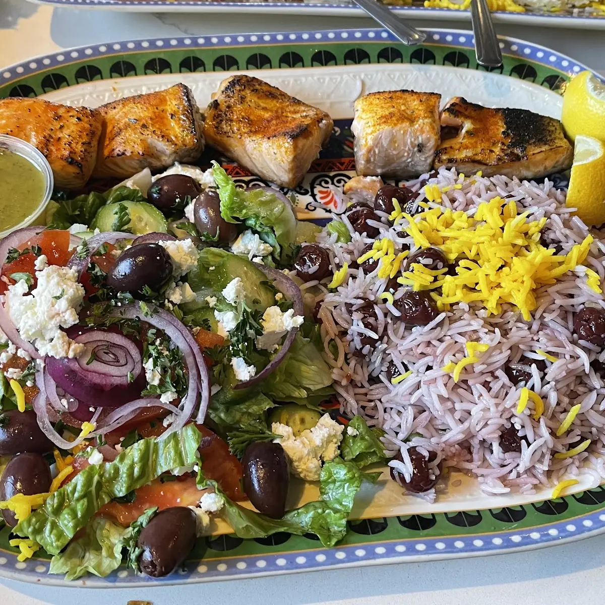 Albaloo Polo with Fish and Chips