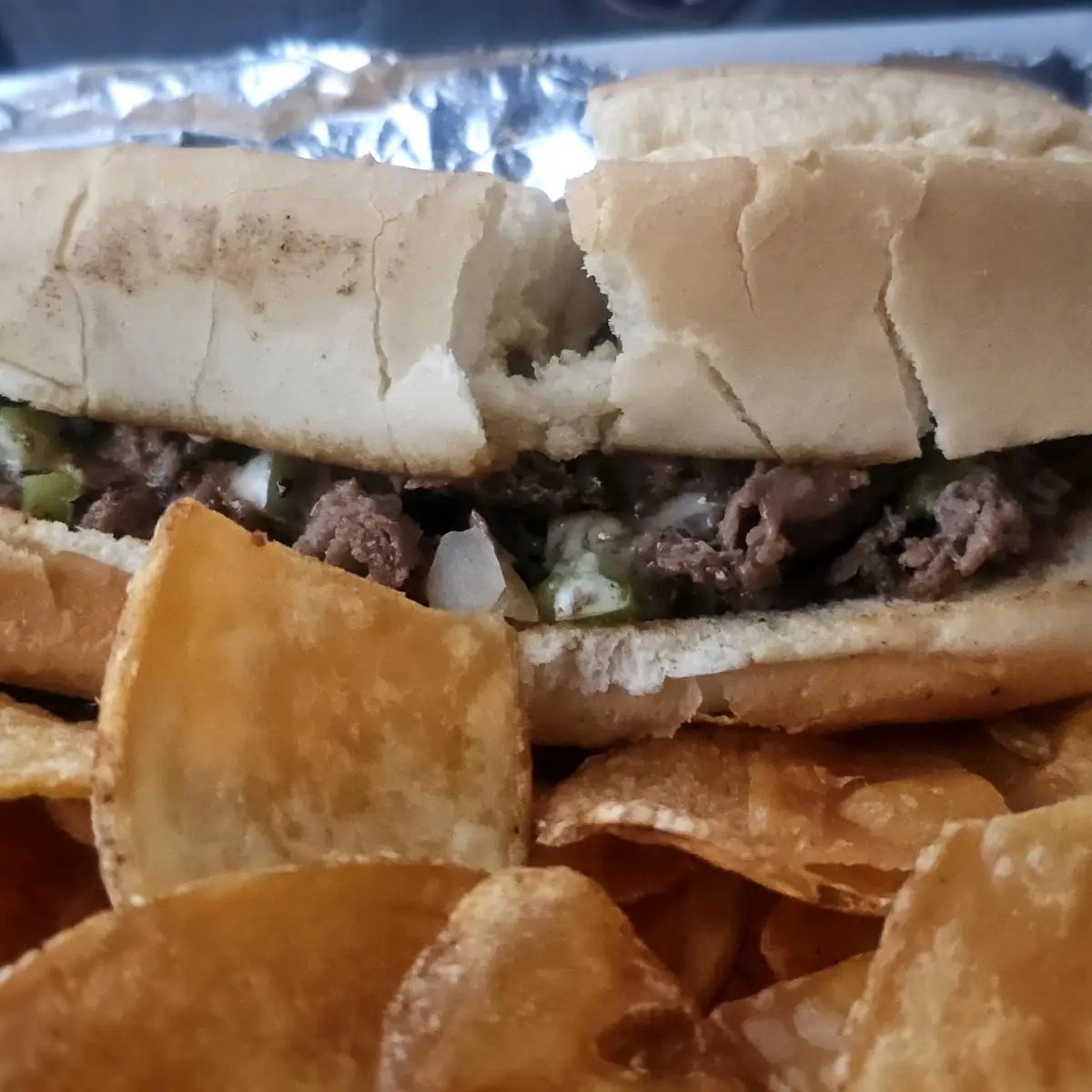 Philly Cheese Steak and Fresh Cut Potato Chips