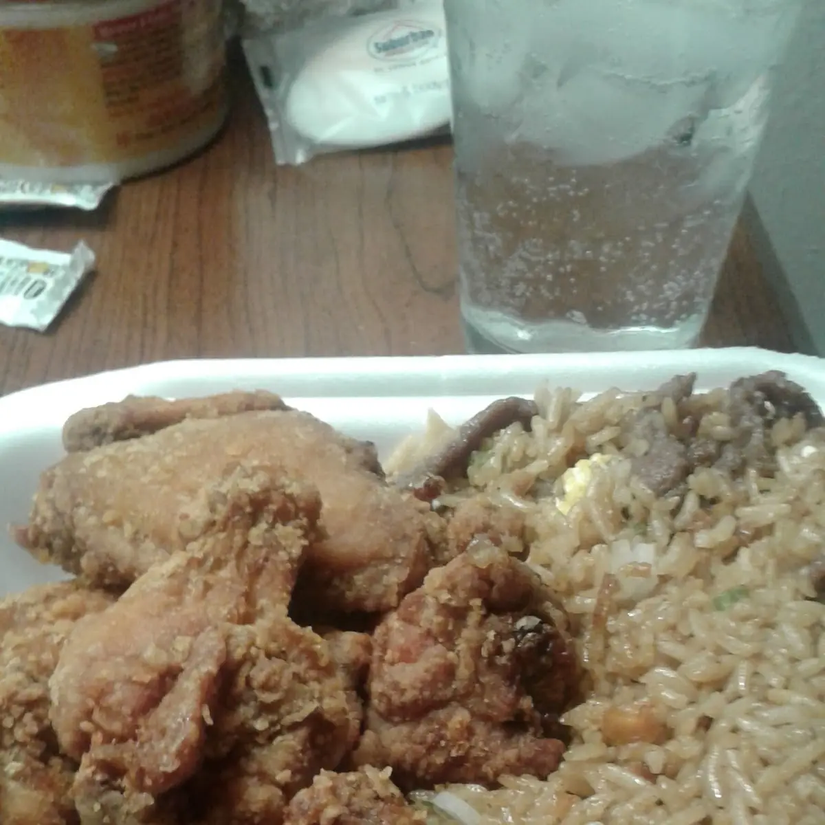 Beef Fried Rice w Egg and Fried Wings