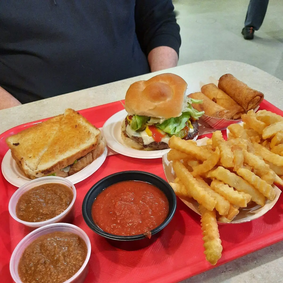 Grilled Cheese Buger and a Bacon Blur Buger