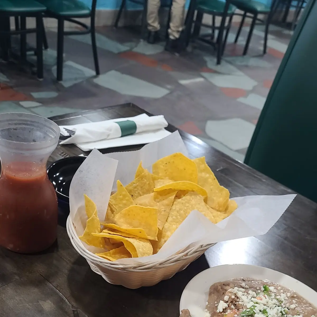 Refried Beans and Chips and Salsa