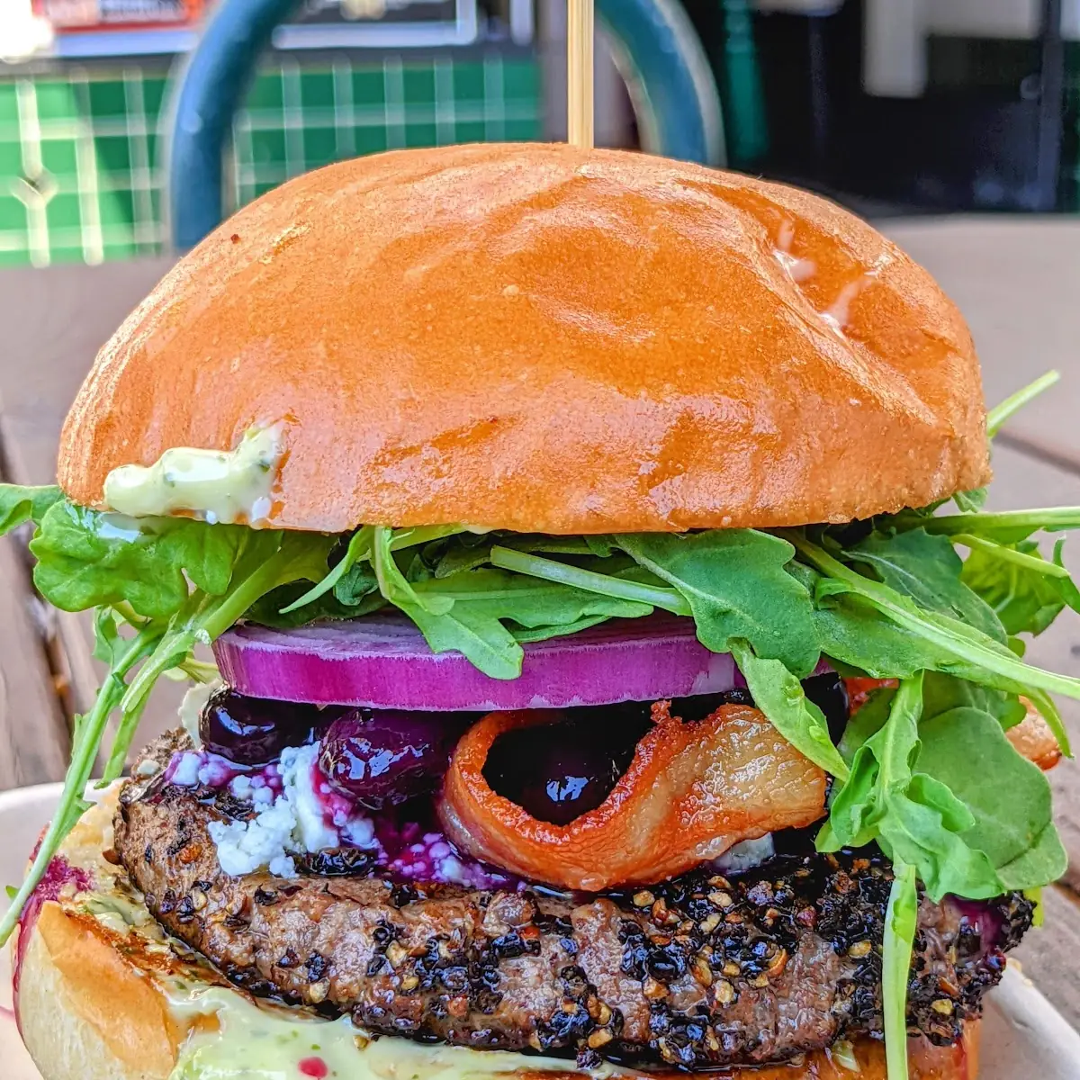 Blue Cheese Blueberry Bacon Burger