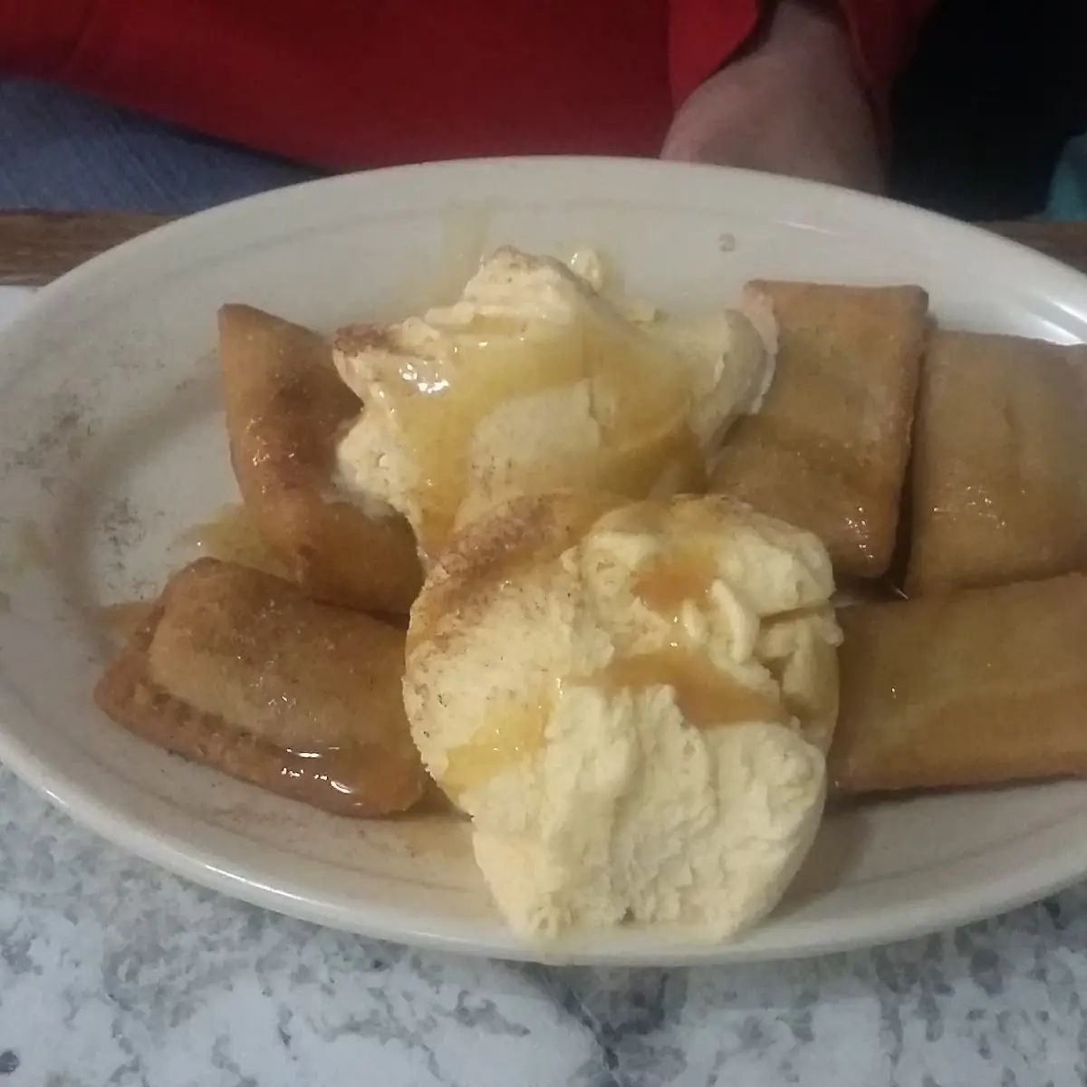 Fried Apple Dumplings with Vanilla Ice Cream