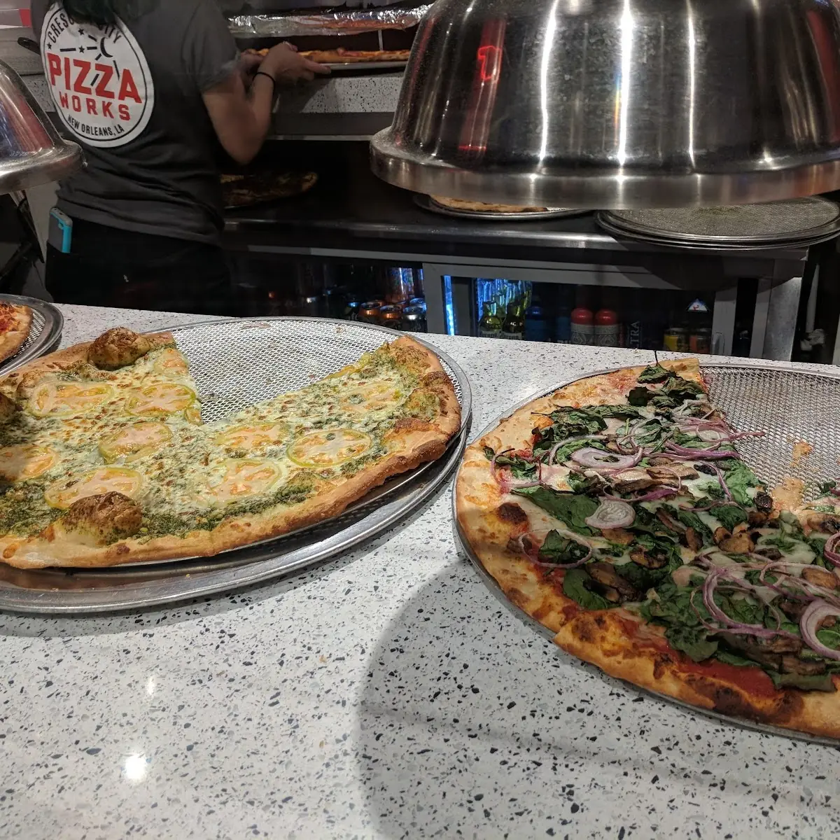 Green Tomato with Pesto Pizza Veggie Pizza