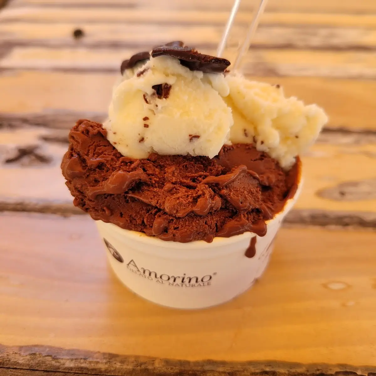Dark Chocolate and Stracciatella Gelato