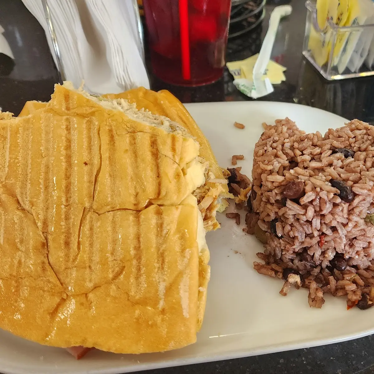 Cuban Sandwich with Black Beans and Rice