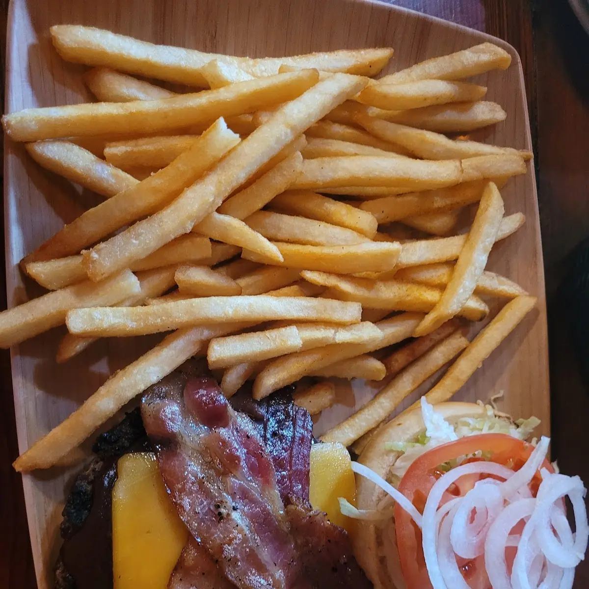 BBQ Bacon Burger and Fries