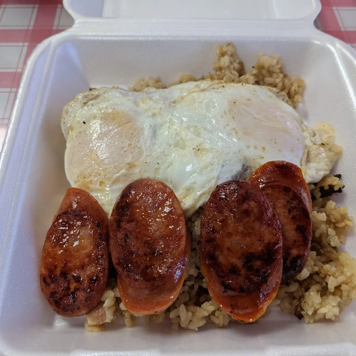 Portuguese Sausage Egg Fried Rice