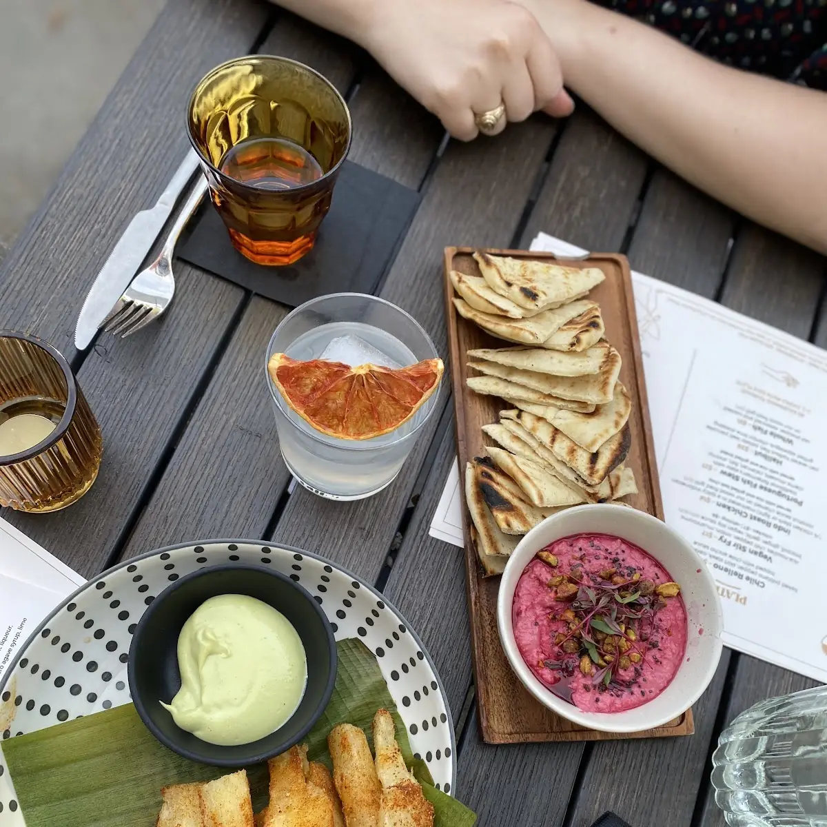 Beet Hummus and Pita Bread
