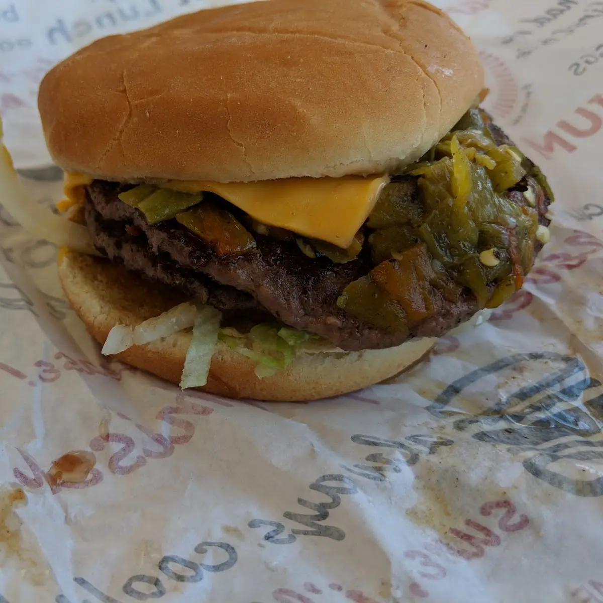 Double Cheeseburger with Green Chile