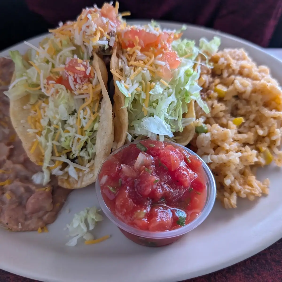 Hard Tacos Rice and Beans