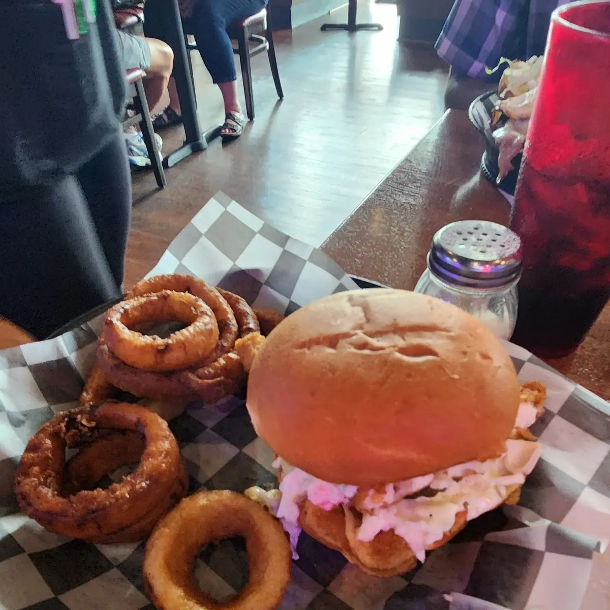 Fish Sandwich and Onion Rings