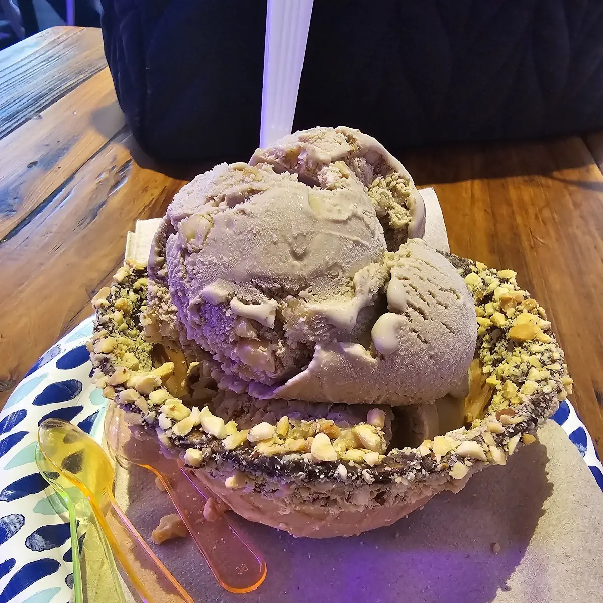 Maple Walnut with Chocolate Peanut Waffle Bowl