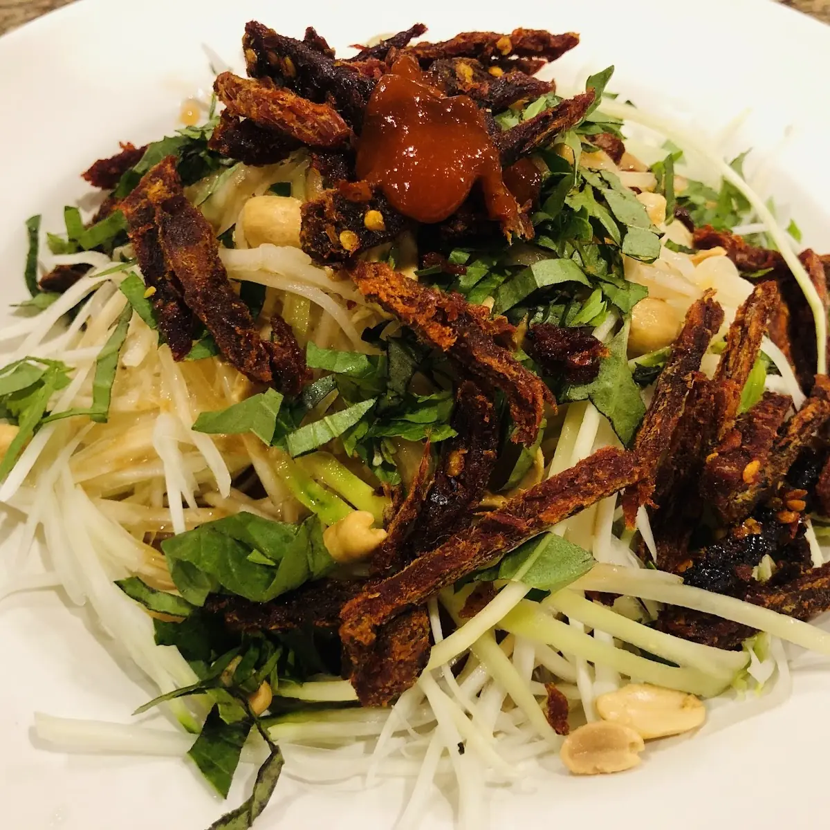 Papaya Salad with Beef Jerky