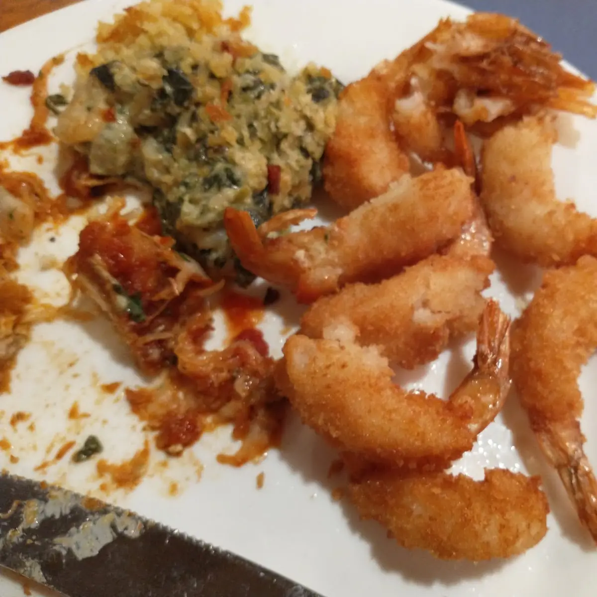 Fried Shrimp Eggplant and Spinach Casserole