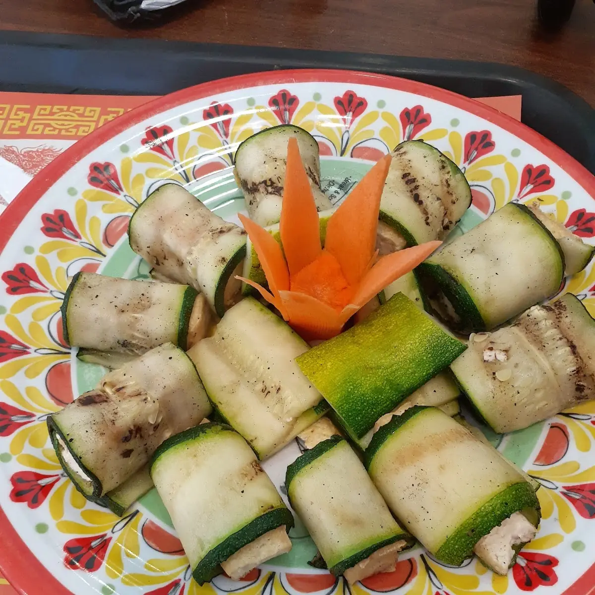 Fried Tofu Inside Rolled Zucchini