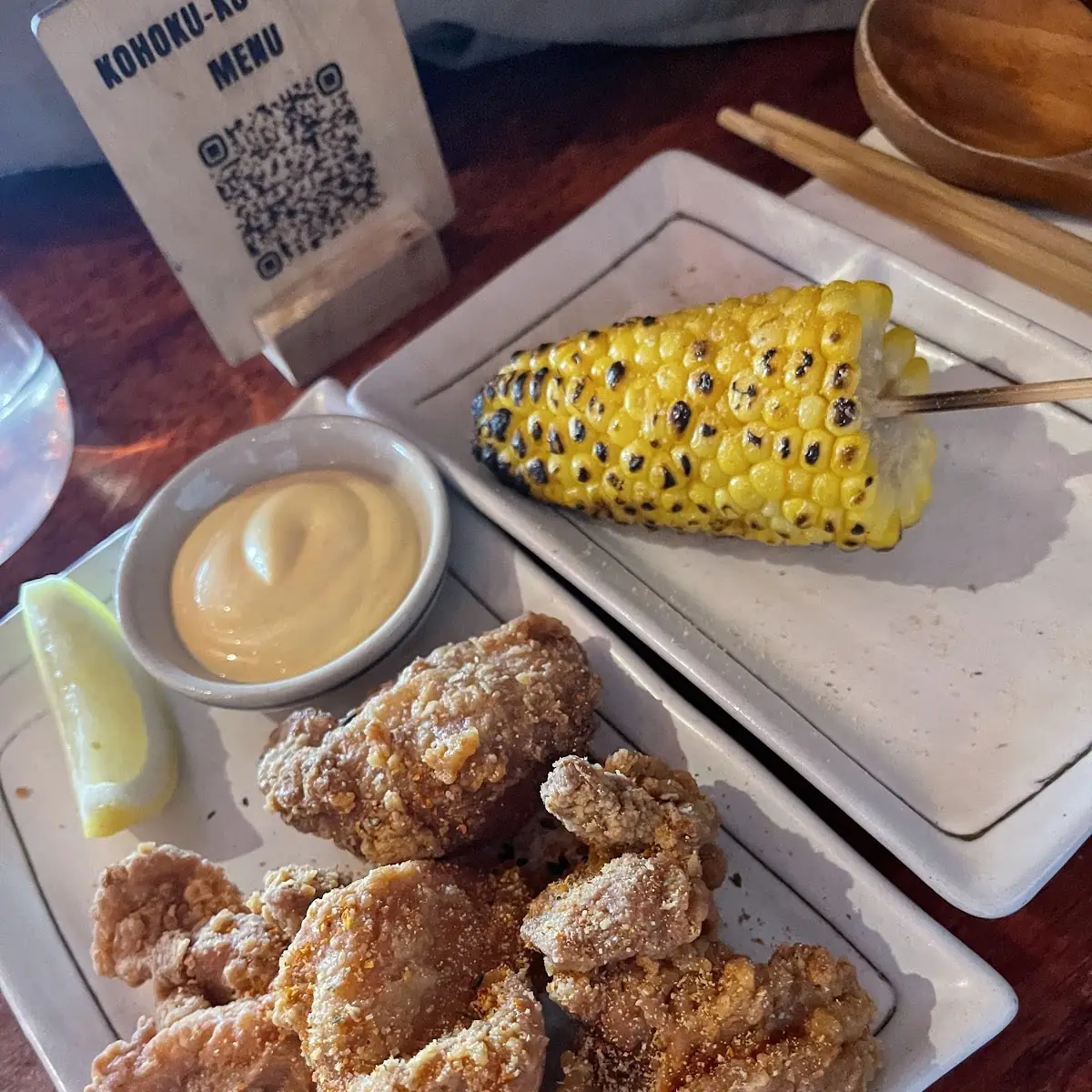 Chicken Karaage and Roasted Corn