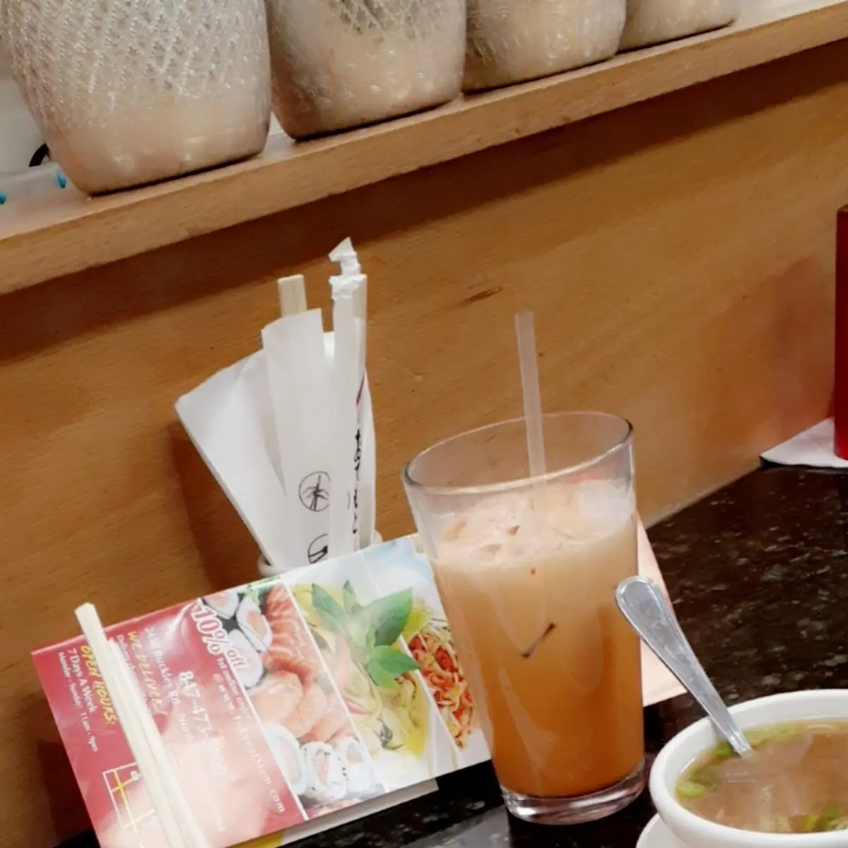 Miso Soup Vegetable Pad Thai Thai Tea