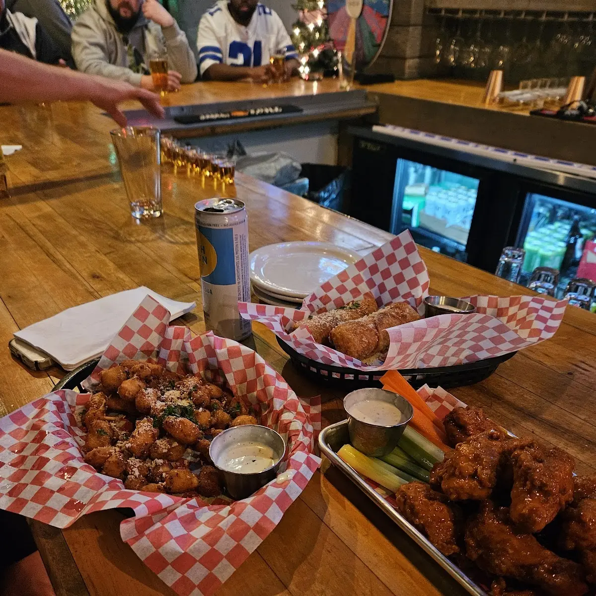 Cheese Curds Pepperoni Egg Rolls and Buffalo Chicken Wings