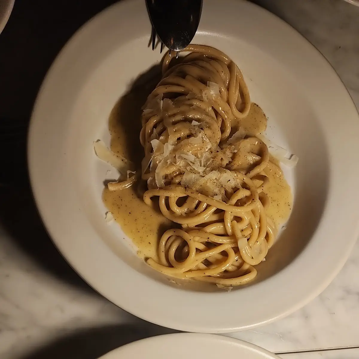 Spaghetti Alla Chitarra Two Wash Ranch Egg Guanciale Black Pepper