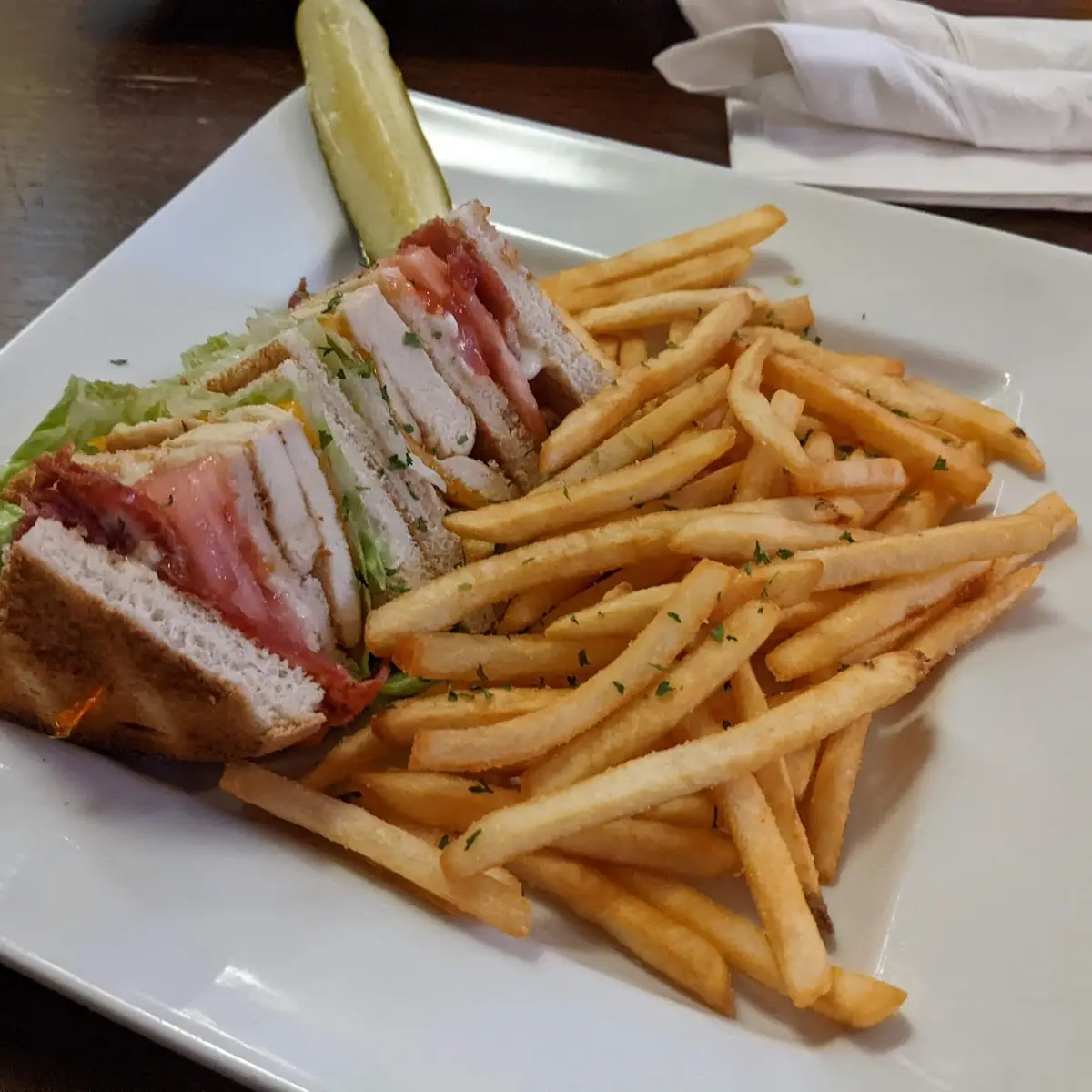 Sandwich with Fries, Sandy's Riverside Grill