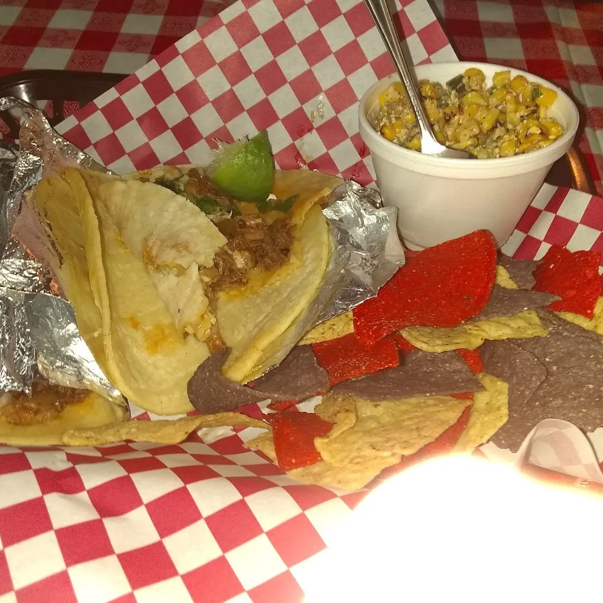 Barbacoa Street Tacos with Roasted Corn Salsa &Chips
