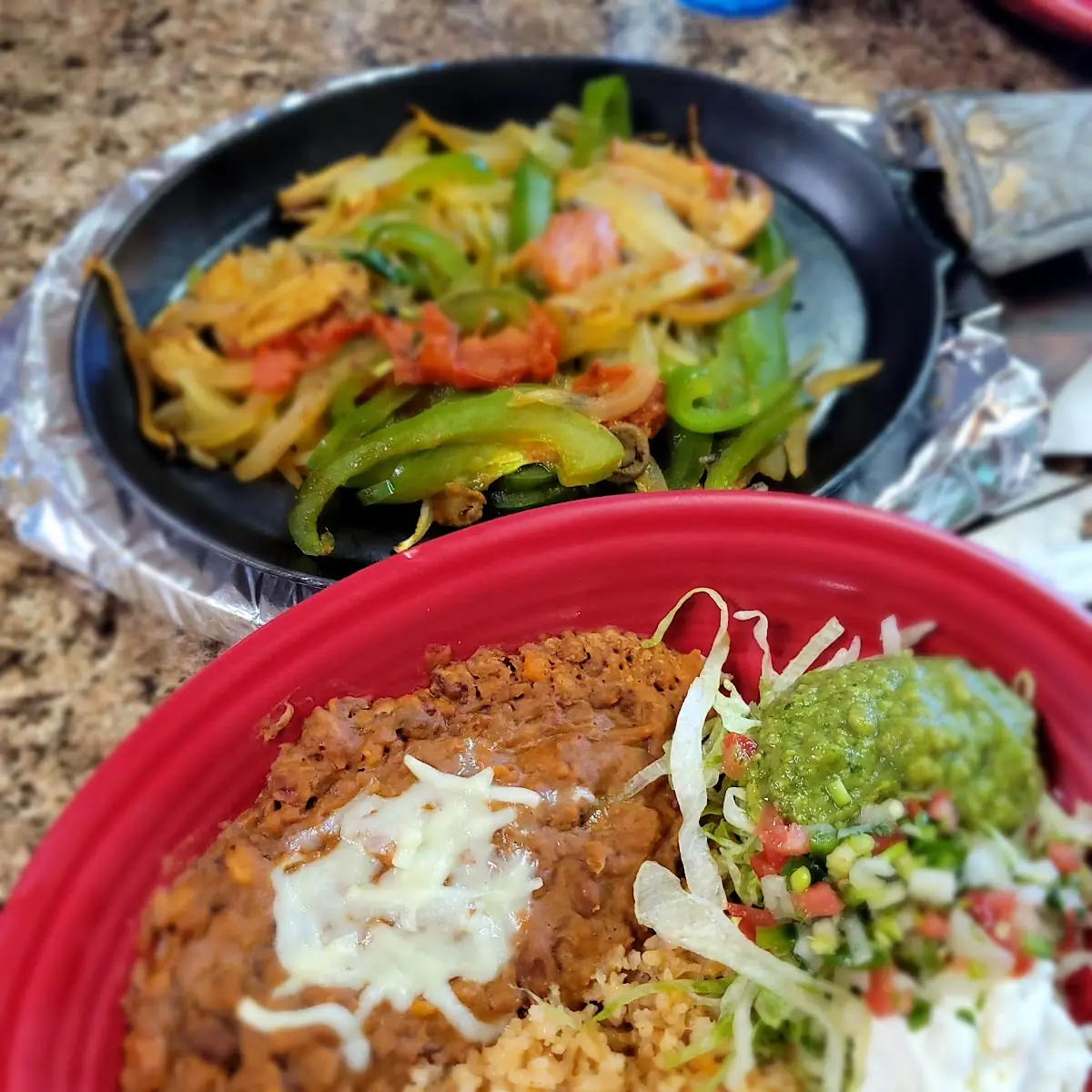 One Beef Taco Rice and Beans