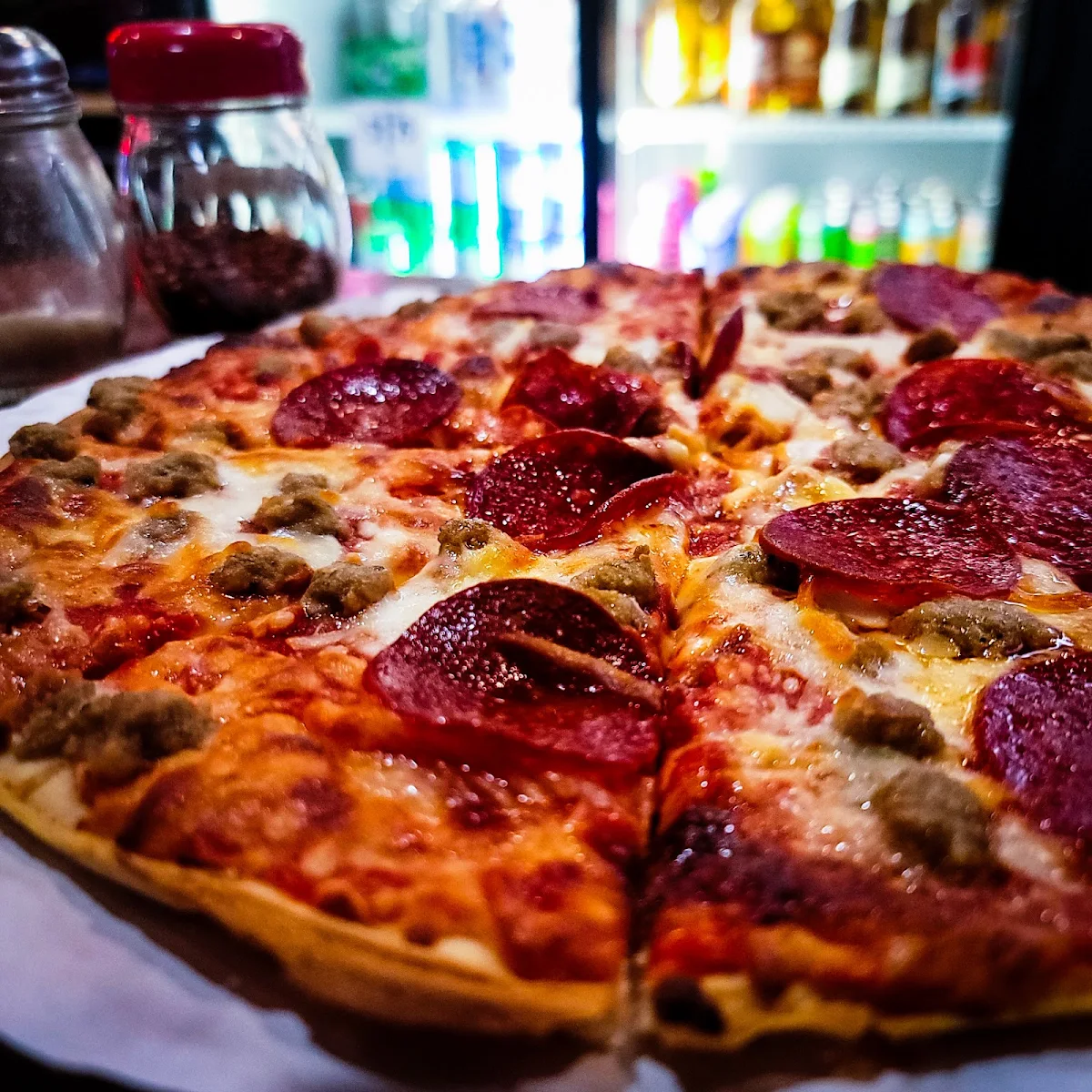 Sausage and Pepperoni Thin Crust Pizza