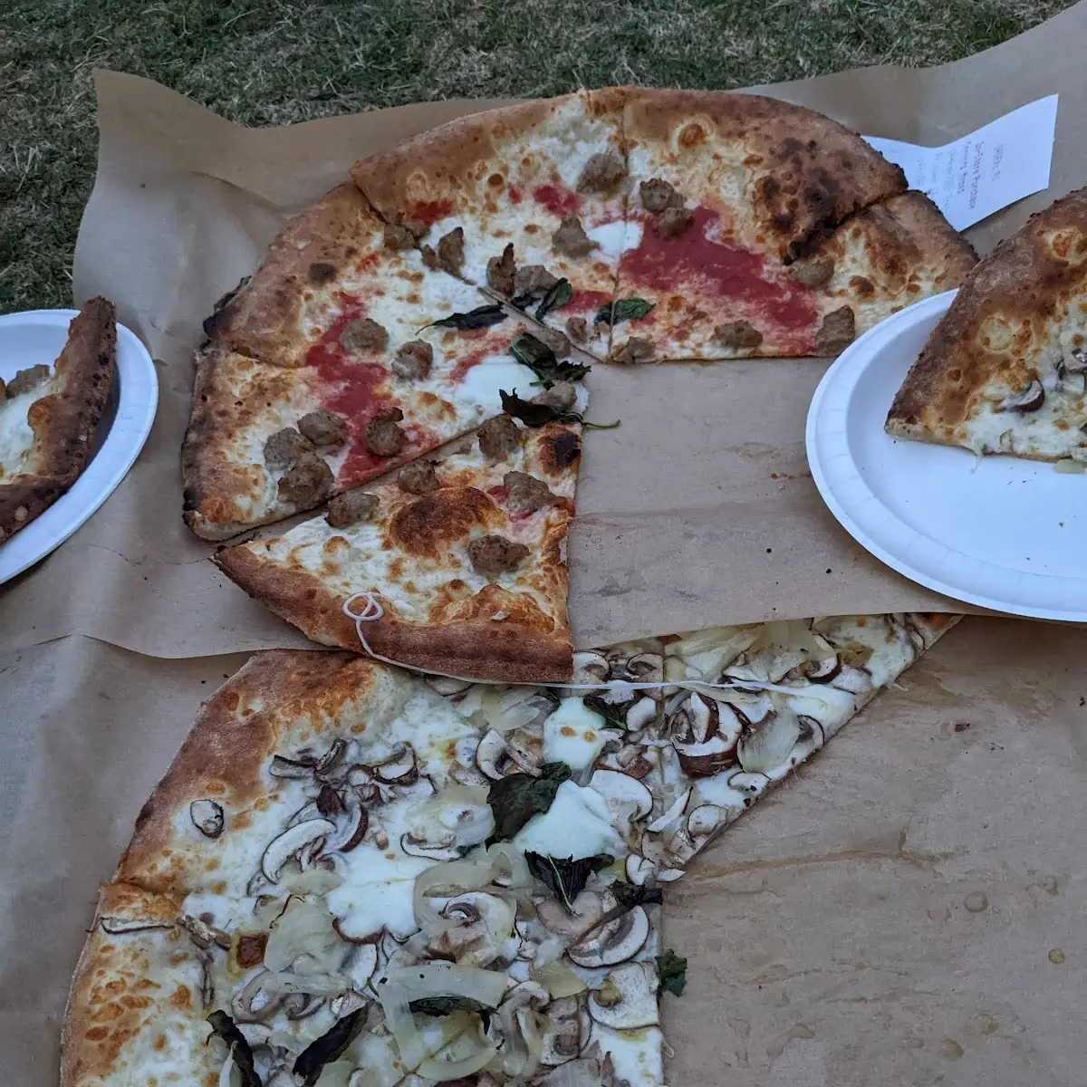 Pizza Funghi and Sausage Pizza