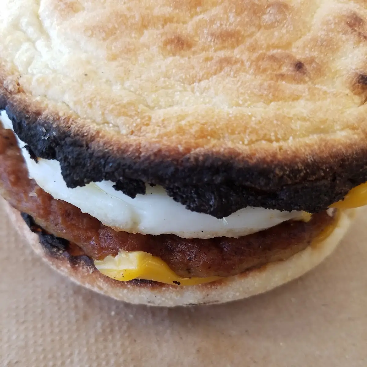 Burnt Sausage Egg Mcmuffin