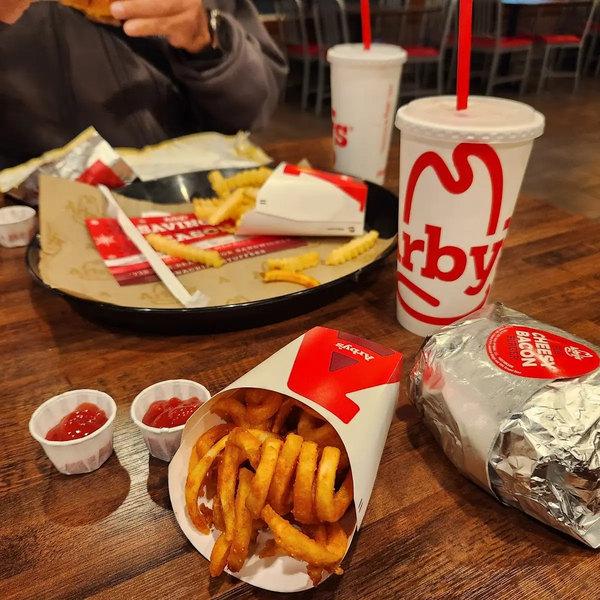 Double Bacon Cheeseburger with Curly Fries