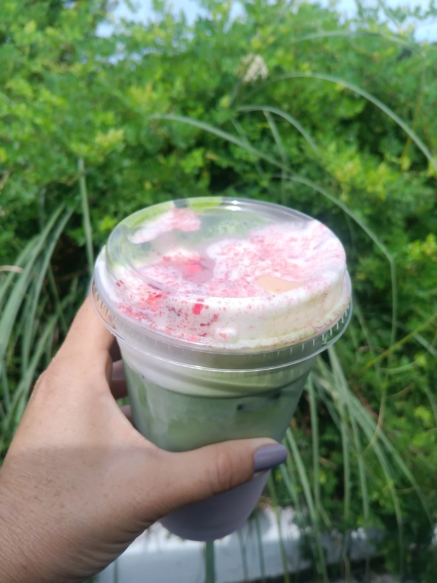 Strawberry Cheesecake Matcha Latte
