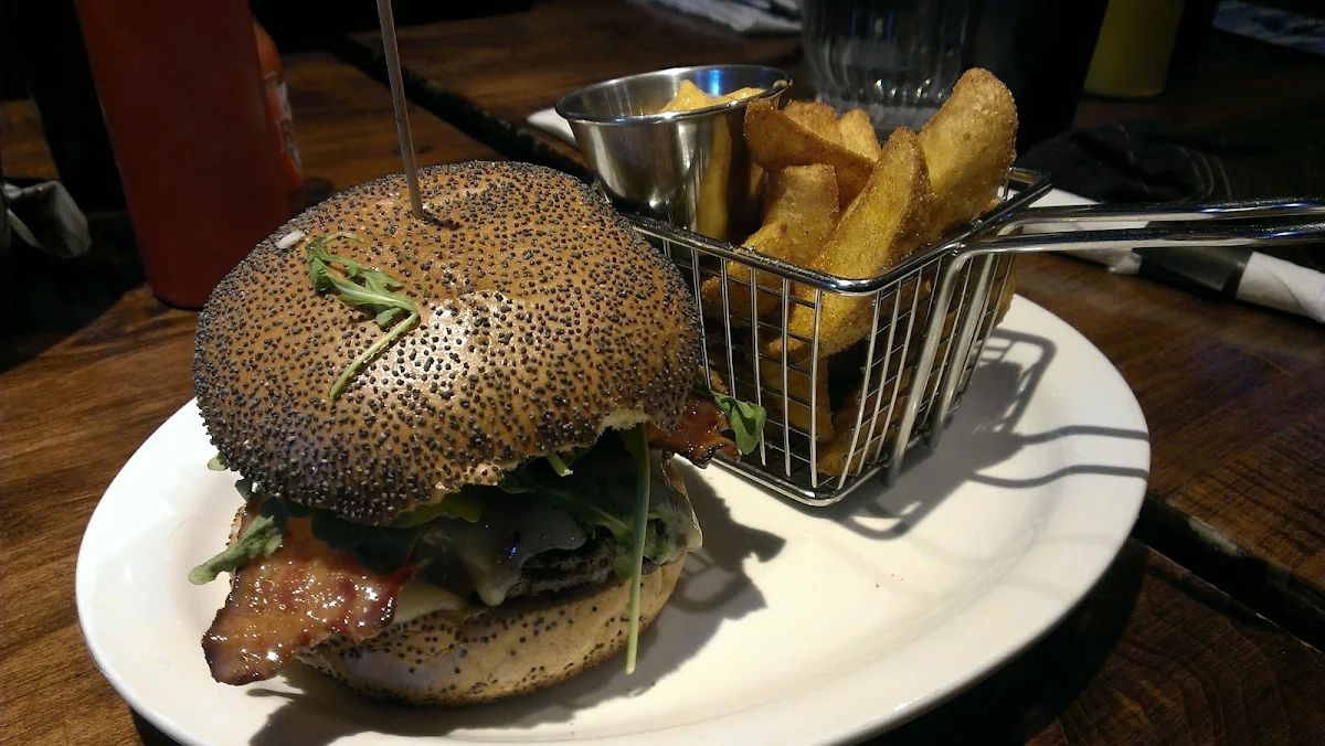 Burger with French Fries, Dusty's Bar & BBQ