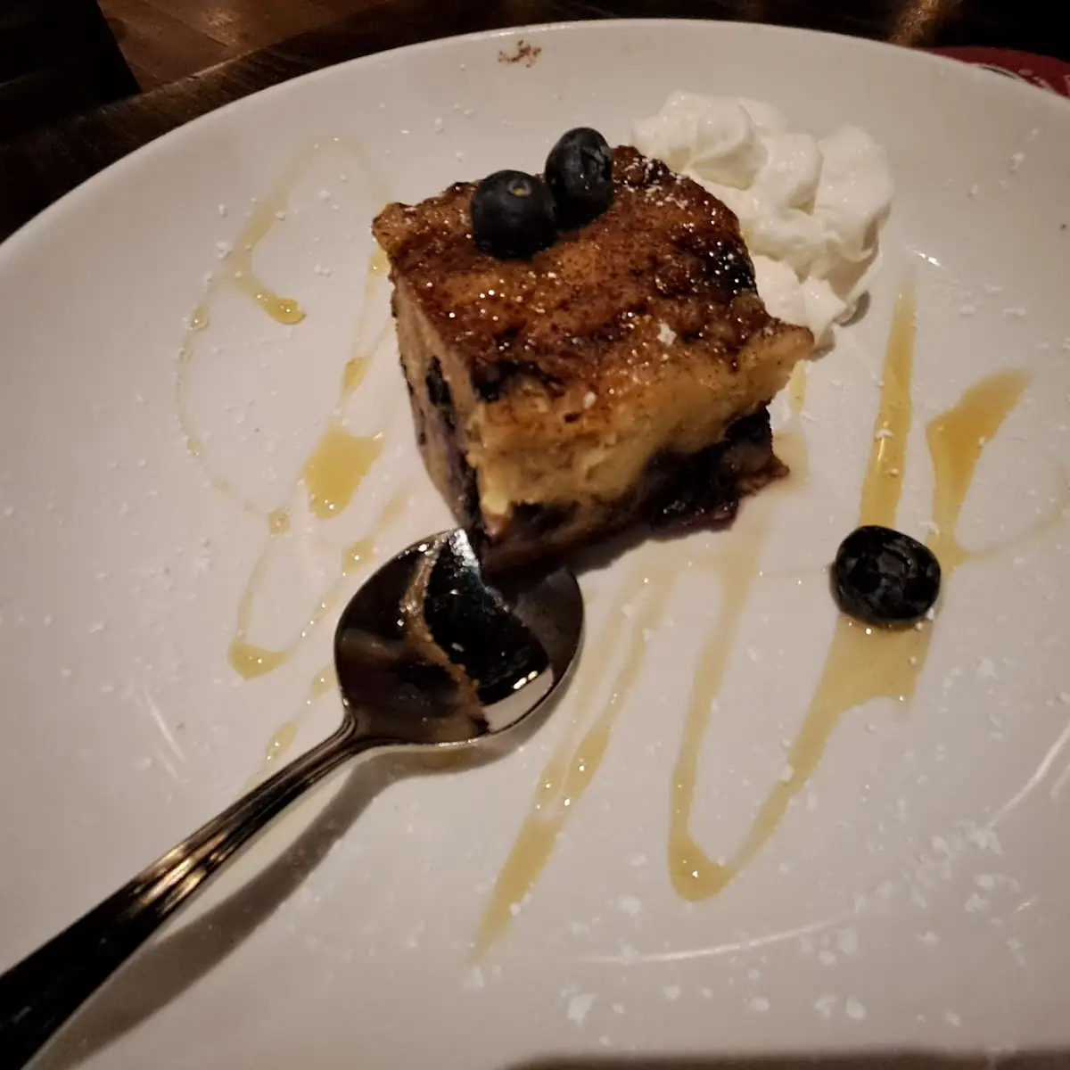Blueberry Bread Pudding with Whipped Cream