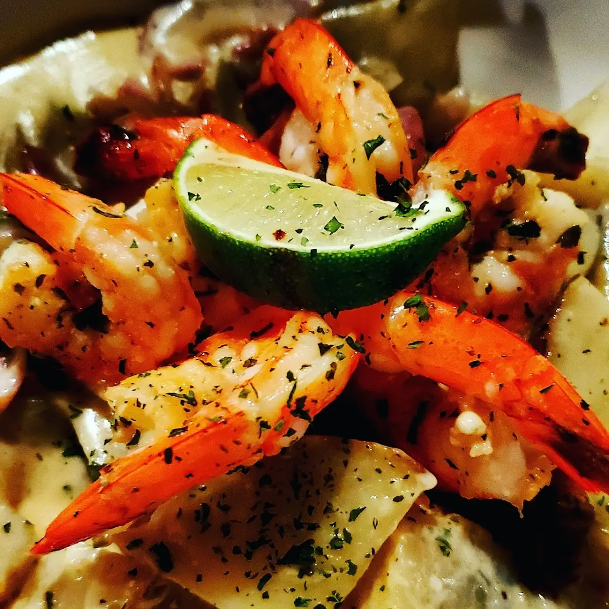 Papas Gratinadas Con Camarones
