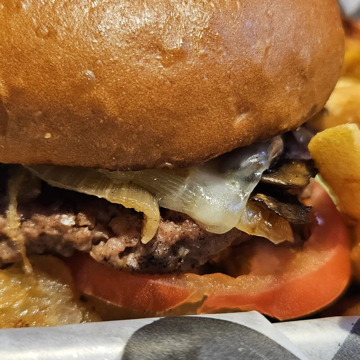 Mushroom Swiss Impossible Burger with Fries