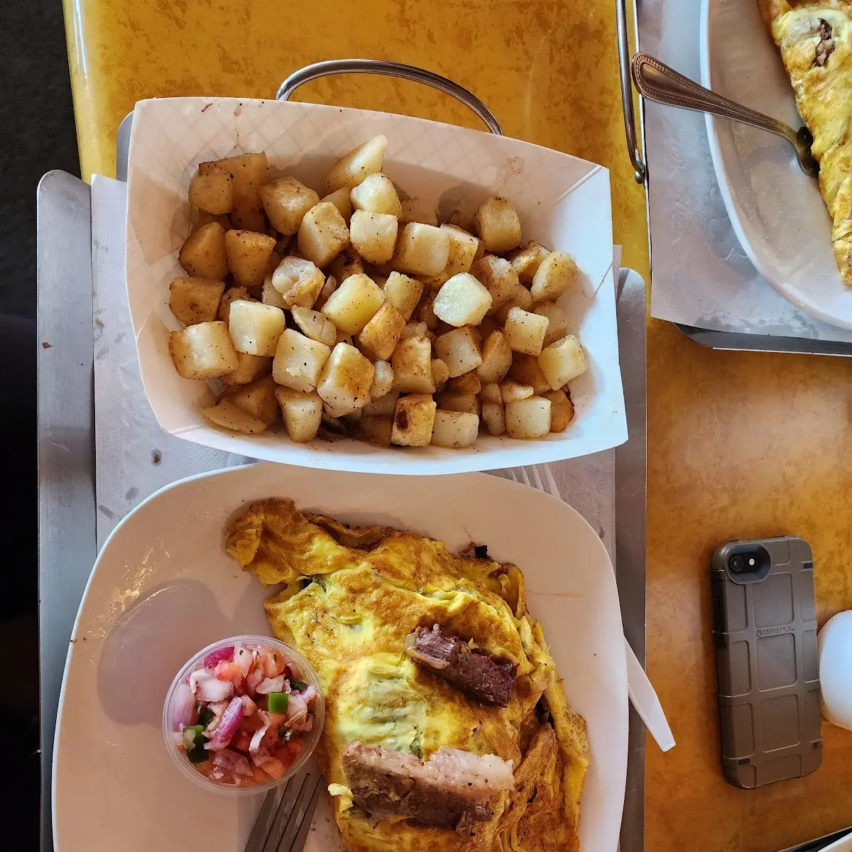Brisket Omelet and Home Fried Potatoes